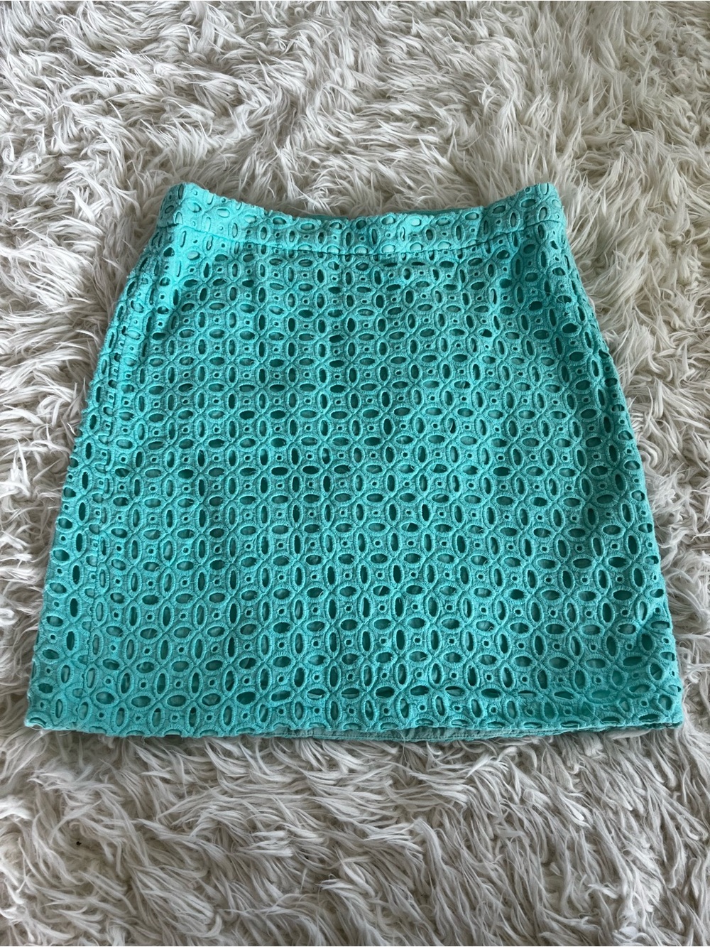 J. Crew Aqua Eyelet Lace Mini Skirt